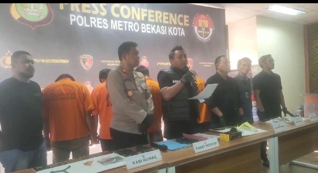 Keterangan Pers POLRES Bekasi Kota, Penangkapan 5 Pelaku  Tindak Pidana.